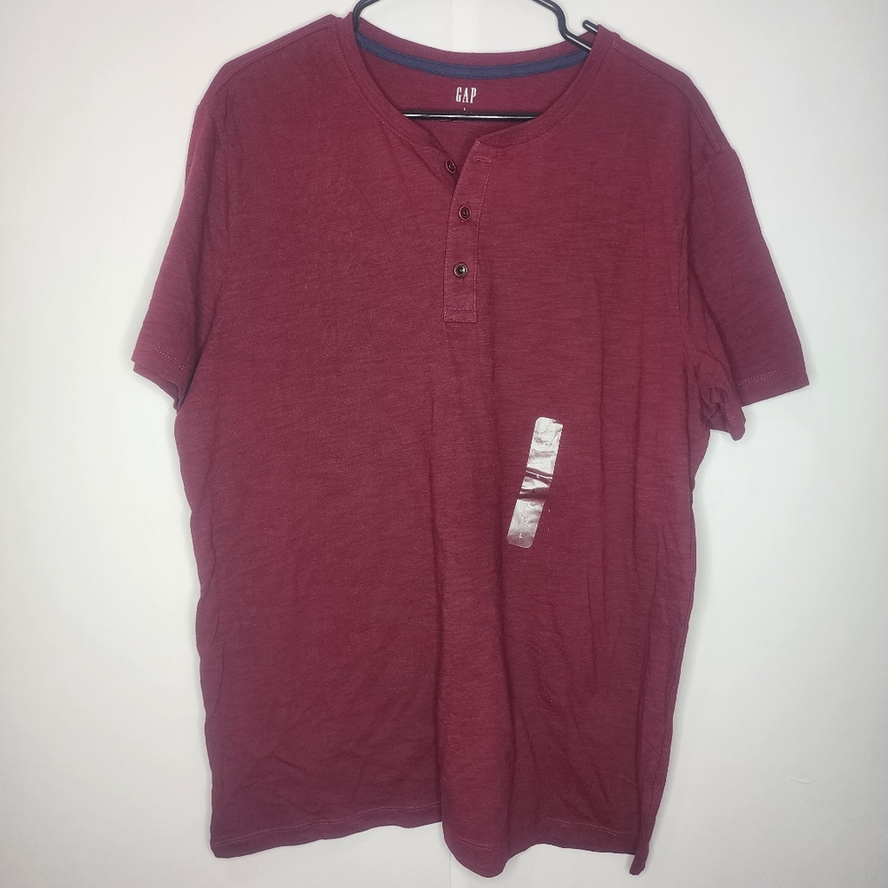 GAP New Maroon Short Sleeve Casual Shirt, Men Large